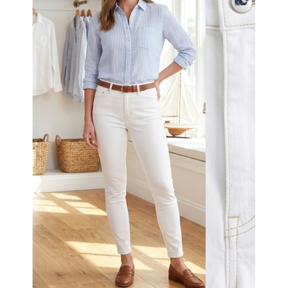 Vineyard Vines Jamie High Rise Skinny Ankle White Denim Jeans Womens 31 NWT